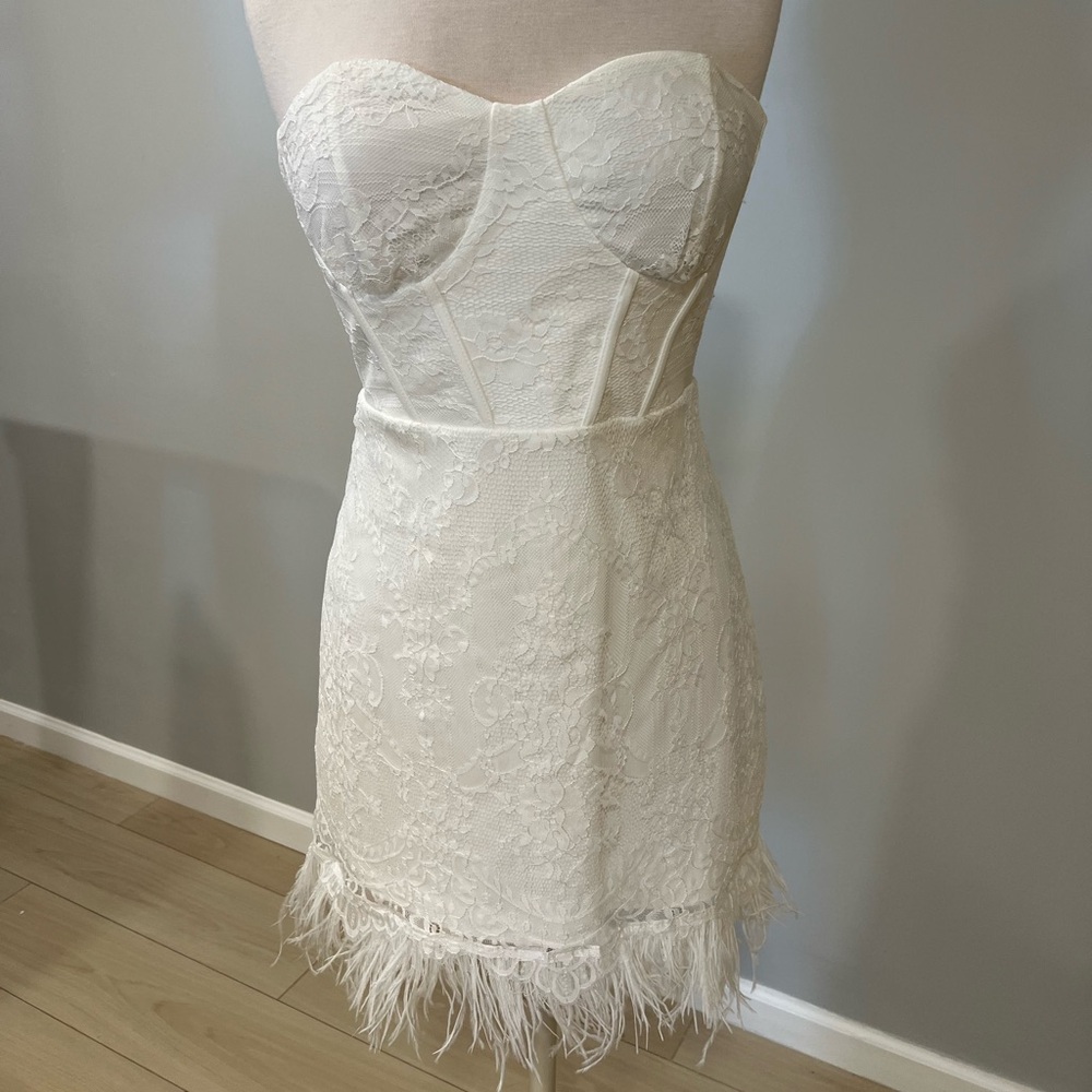 Lace & Feather Mini Dress